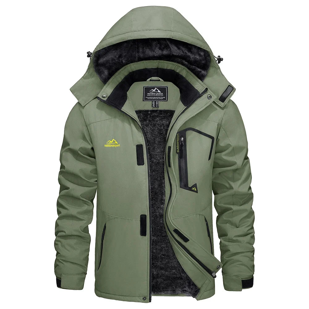Winter Outdoorjacke für Herren mit Kapuze und Plüschfutter, viele Farben