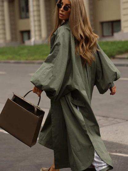 Damen Trenchcoat mit weiten Ärmeln und Manschetten