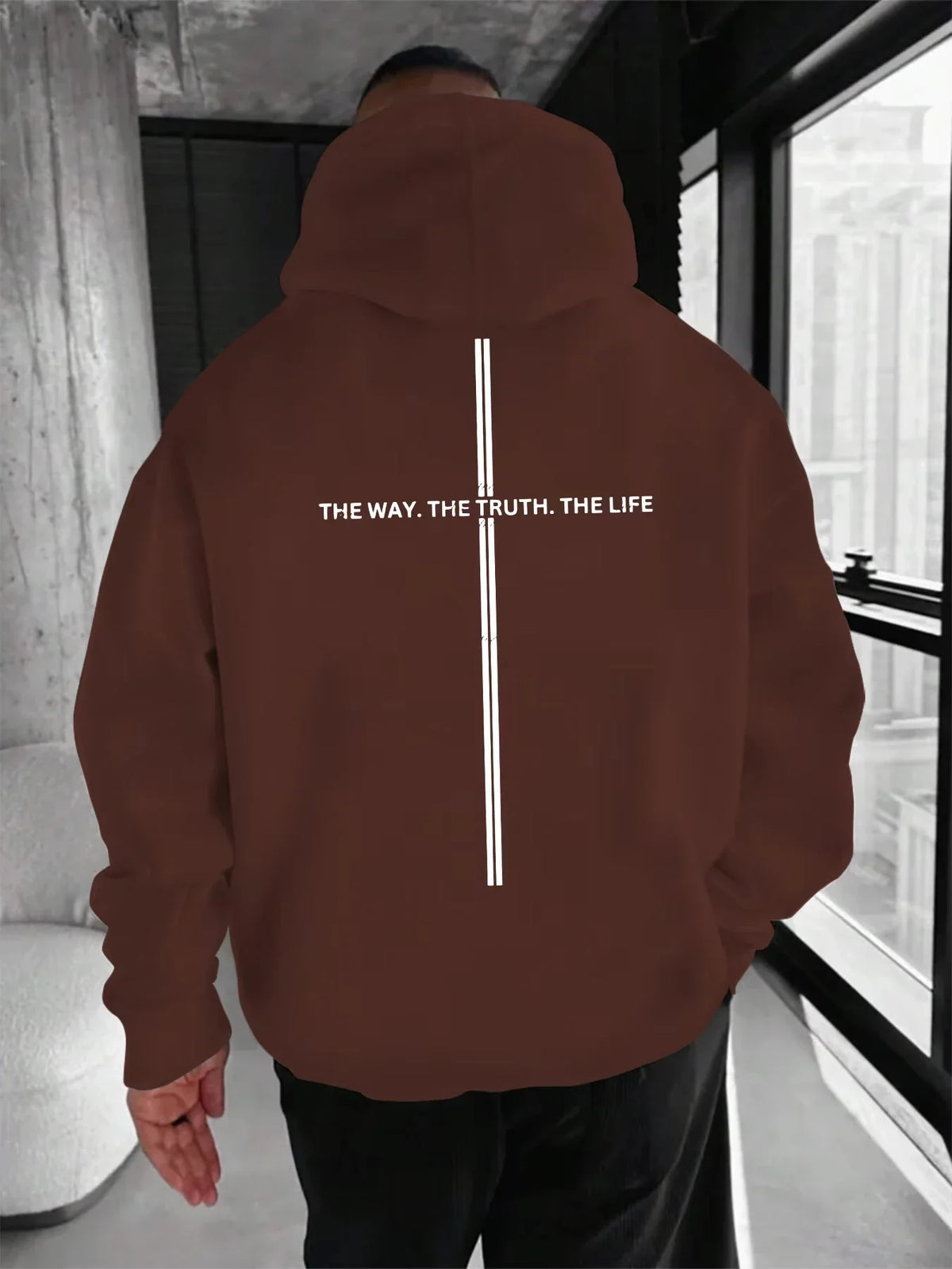 Unisex Kapuzenpullover mit Statement-Print & Streifen, Oversized Hoodie