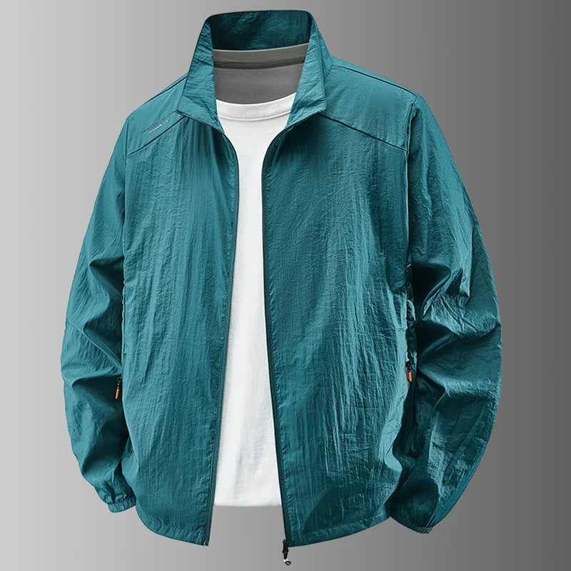 Herren Windbreaker Jacke leicht mit Stehkragen Reißverschluss