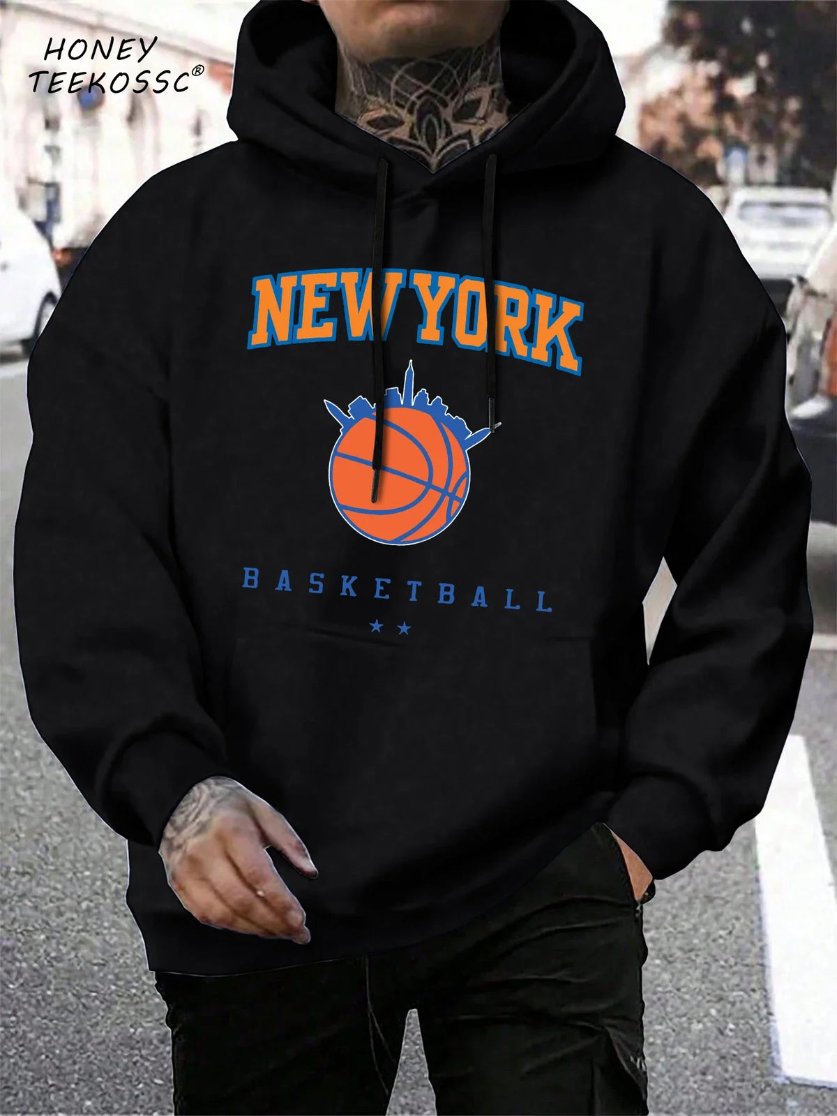 Herren Hoodie mit Kordelzug und Kängurutasche – Verschiedene New York Designs