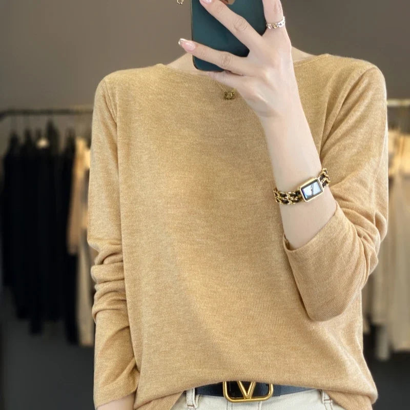 Damen Langarmshirt weiter Ausschnitt weiches Material