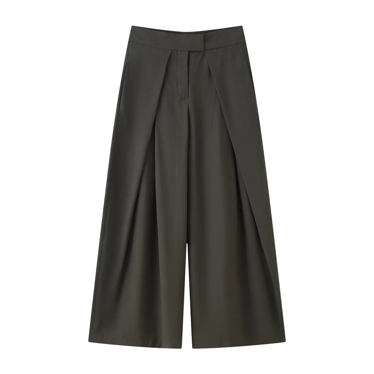 Damen Weite Culotte Hose mit Falten Kurz Weites Bein