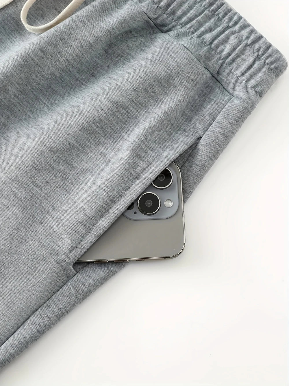 Damen Sweatshorts Grau mit Kordelzug und Taschen