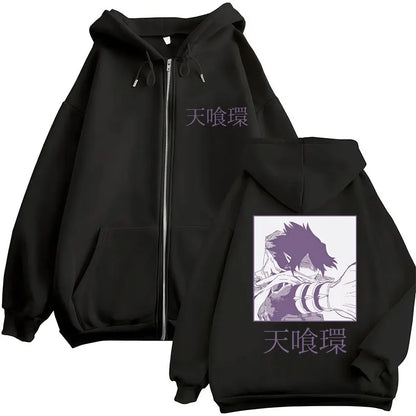 Unisex Reißverschluss Hoodie mit Kordelzug und Motivdruck – Verschiedene Designs