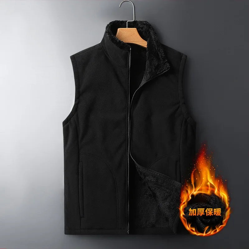 Herren Fleeceweste mit Stehkragen und Teddyfutter Beige