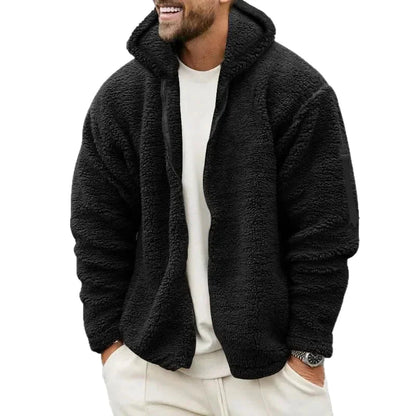 Herren Fleece Kapuzenjacke Lässiger Outdoor Style Warm Winterjacke
