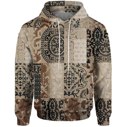Hoodie Unisex Patchwork Muster Kordelzug Langarm