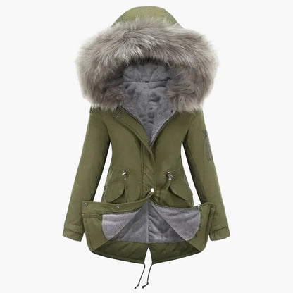 Damen Winterparka mit Kapuze und Kunstfell – Stilvoller Mantel für kalte Tage