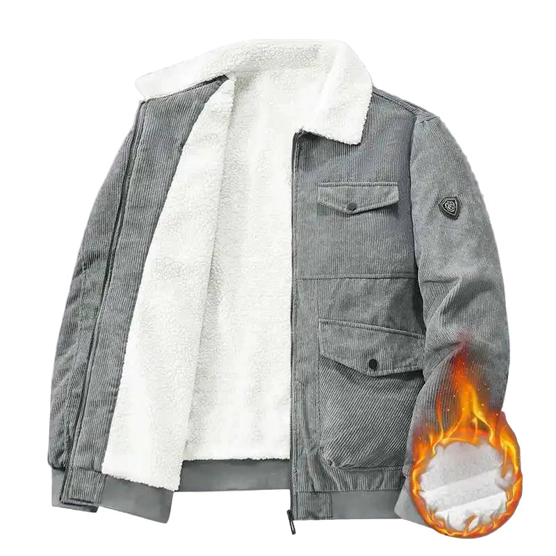 Herren Winter Cordjacke mit Lammfellfutter – Urbaner Retro-Stil, Warm & Modisch