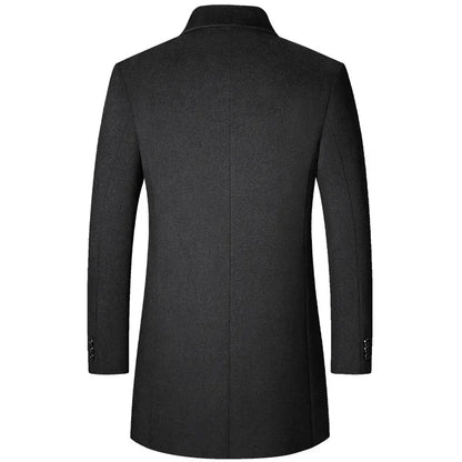 Herren Veganer Wollmantel im Koreanischen Stil – Klassische Trenchcoat-Optik für Alltag und Business