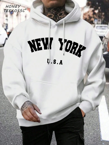 Herren Hoodie mit Kordelzug und Kängurutasche – Verschiedene New York Designs