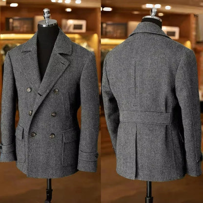 Herren Vintage Doppelreihiger Hahnentritt Blazer – Eleganter Stil für formelle Anlässe und Freizeit