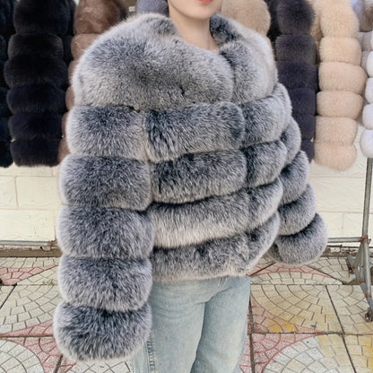 Damen Kurzjacke aus Kunstpelz, Winter Warmes Plüschjacke, Langarm Felljacke