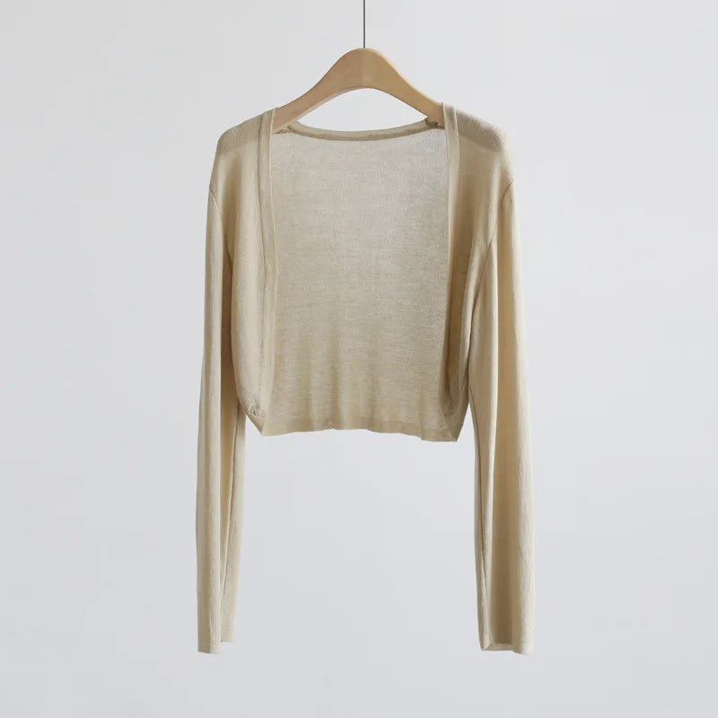 Kurze Damen Bolero Strickjacke Langarm Cardigan Crop Top