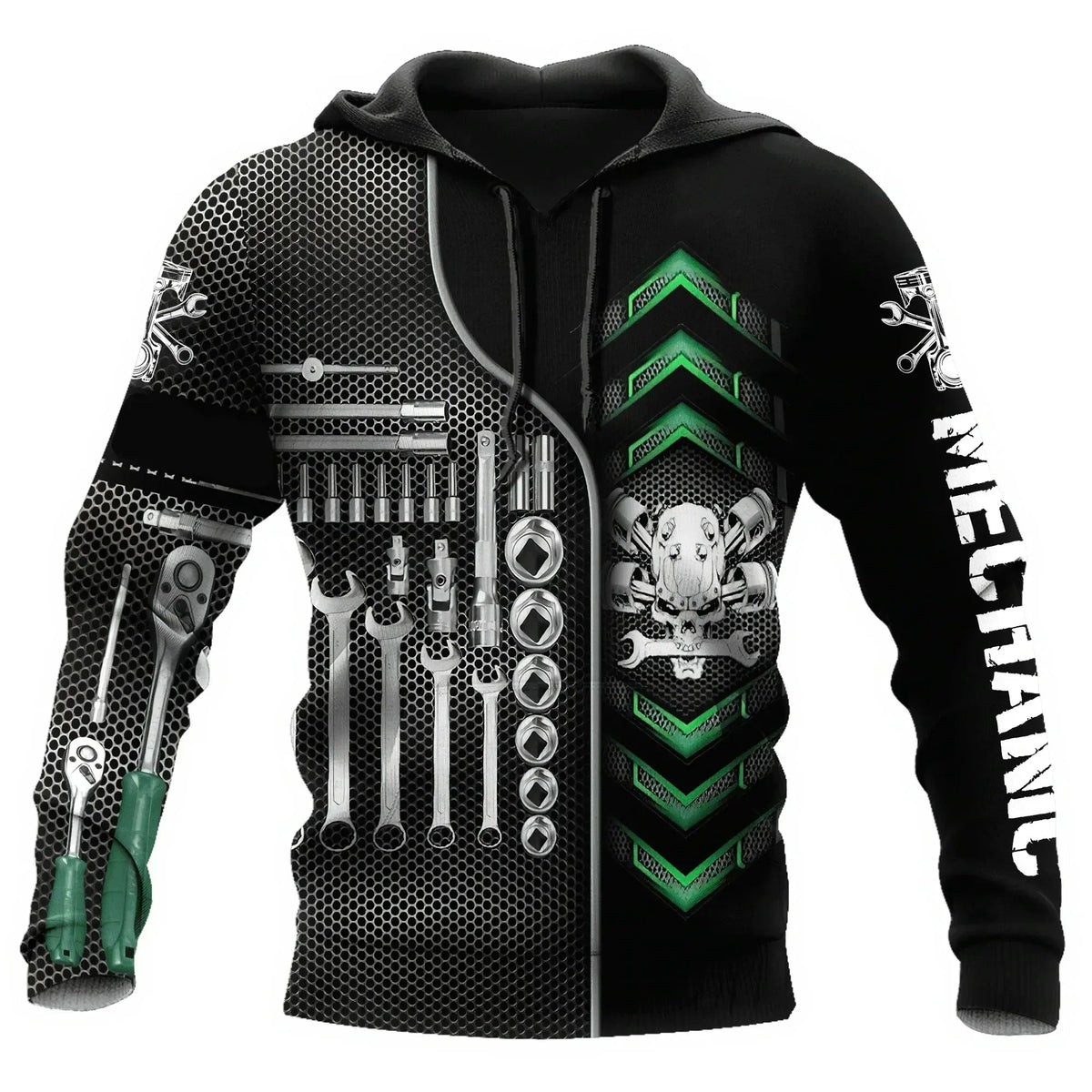Unisex Kapuzenpullover Hoodie Mechaniker-Motiv Maschinen & Werkzeuge