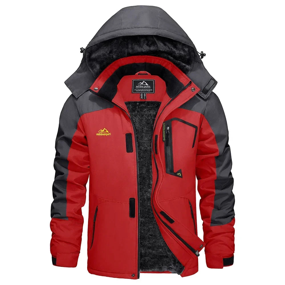 Winter Outdoorjacke für Herren mit Kapuze und Plüschfutter, viele Farben