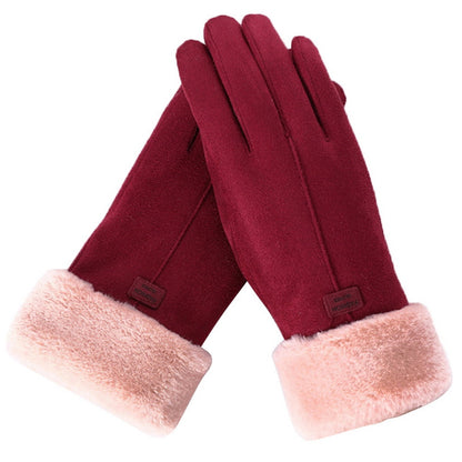 Winterhandschuhe für Damen mit Fleecefutter & Kunstfellbesatz, weiches Material