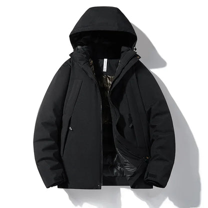Unisex Winterjacke mit Kapuze und Reißverschluss, gepolstert