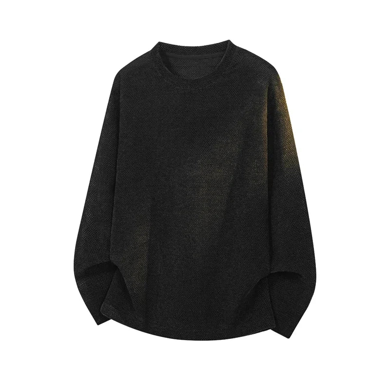 Unisex Langarmshirt Strickoptik Oversize Passform Rundhalsausschnitt