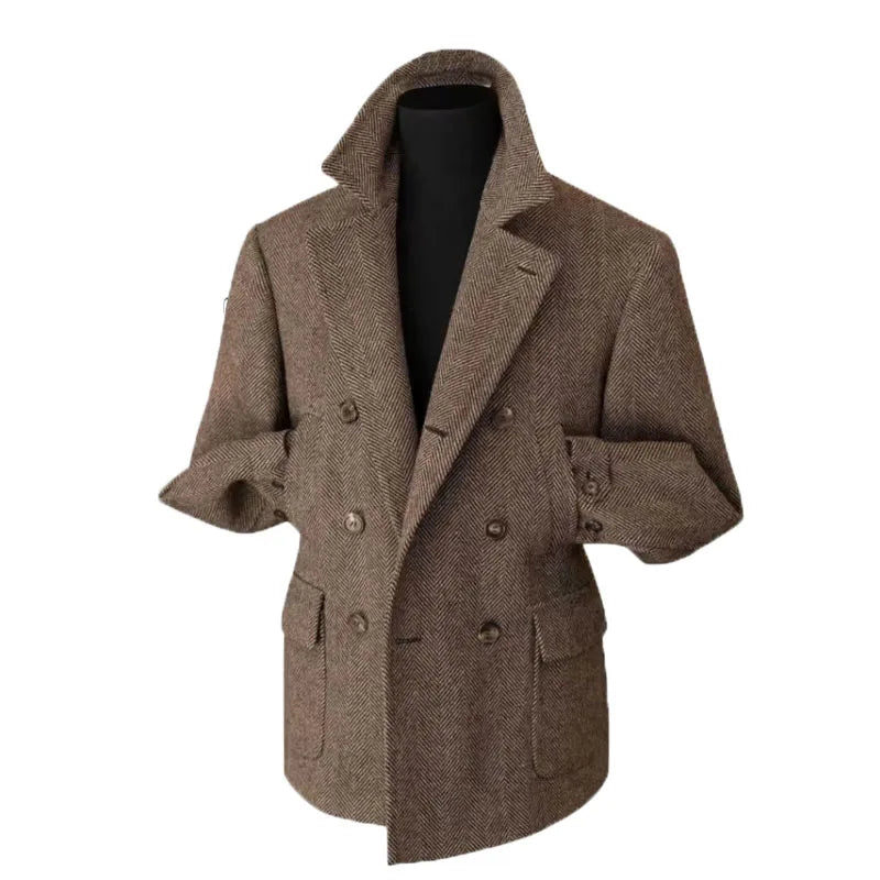 Herren Vintage Doppelreihiger Hahnentritt Blazer – Eleganter Stil für formelle Anlässe und Freizeit