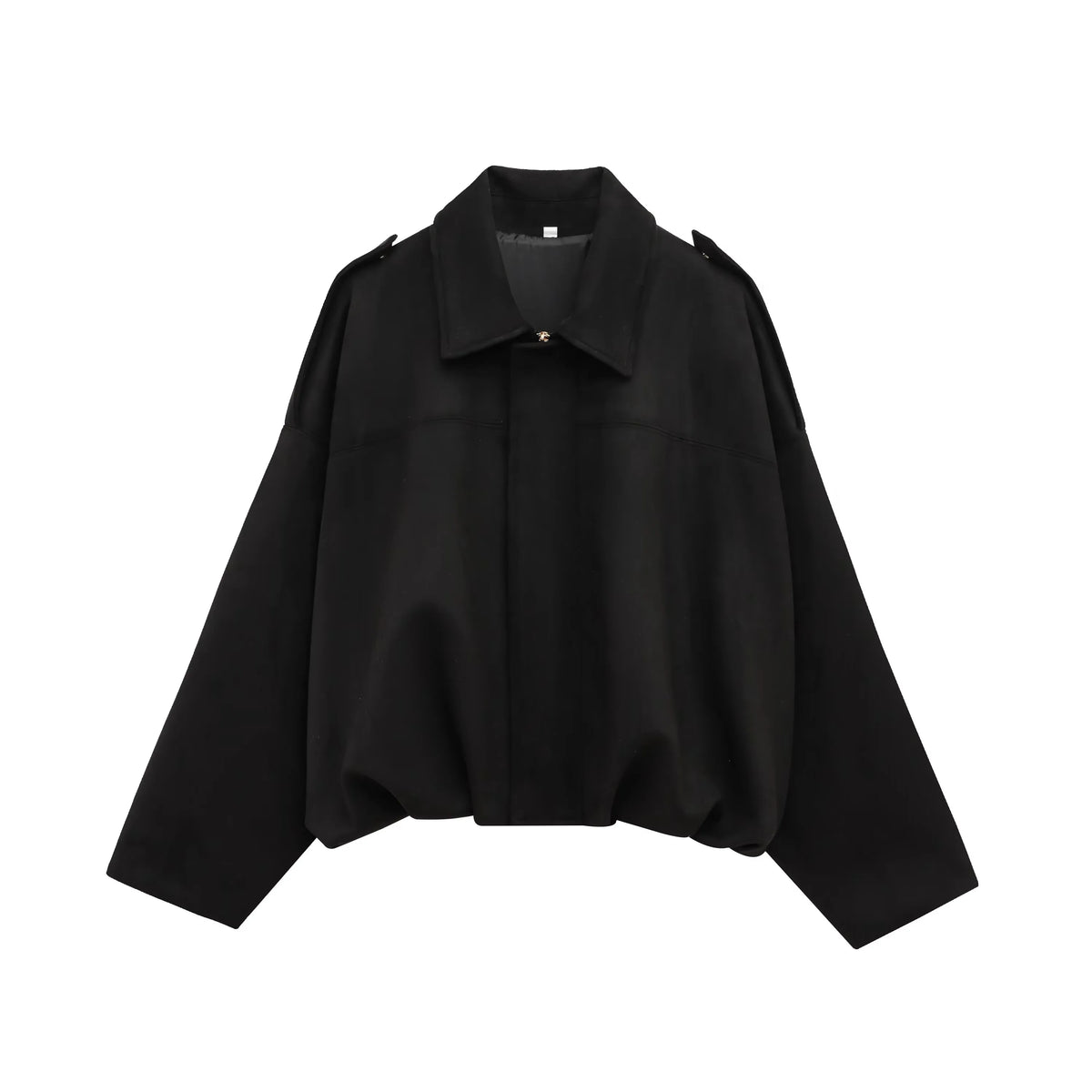 Damen Kurzjacke Oversize Cropped mit Kragen Braun
