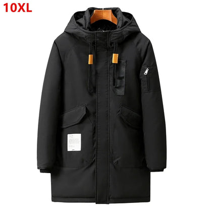 Herren Winterjacke mit Kapuze Steppparka Schwarz/Grün große Größen