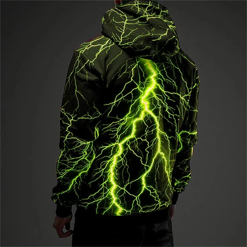 Hoodie mit Blitzmuster, Schwarz, verschiedene leuchtende Farben