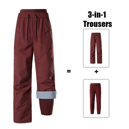 Unisex 3-in-1-Hose mit Fleecefutter, Kordelzug und elastischem Bund
