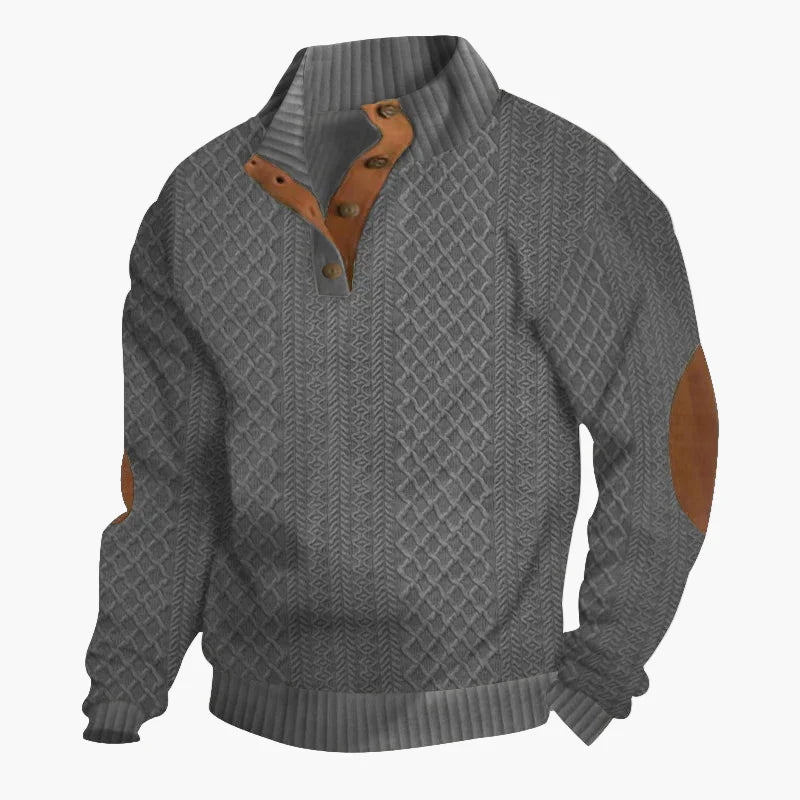 Herren Strickpullover im Vintage-Stil mit Knopfleiste und Ellbogenpatches – Perfekt für Freizeit und Alltag