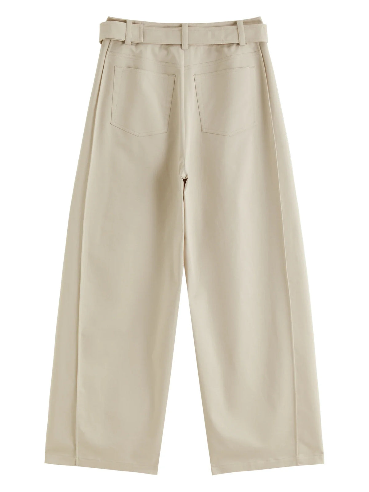 Damen Weite Hose mit Gürtel Hoher Bund Elegante Stoffhose Marineblau