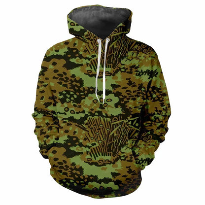 Hoodie Camouflage-Muster Grün Kängurutasche Kapuzenpullover