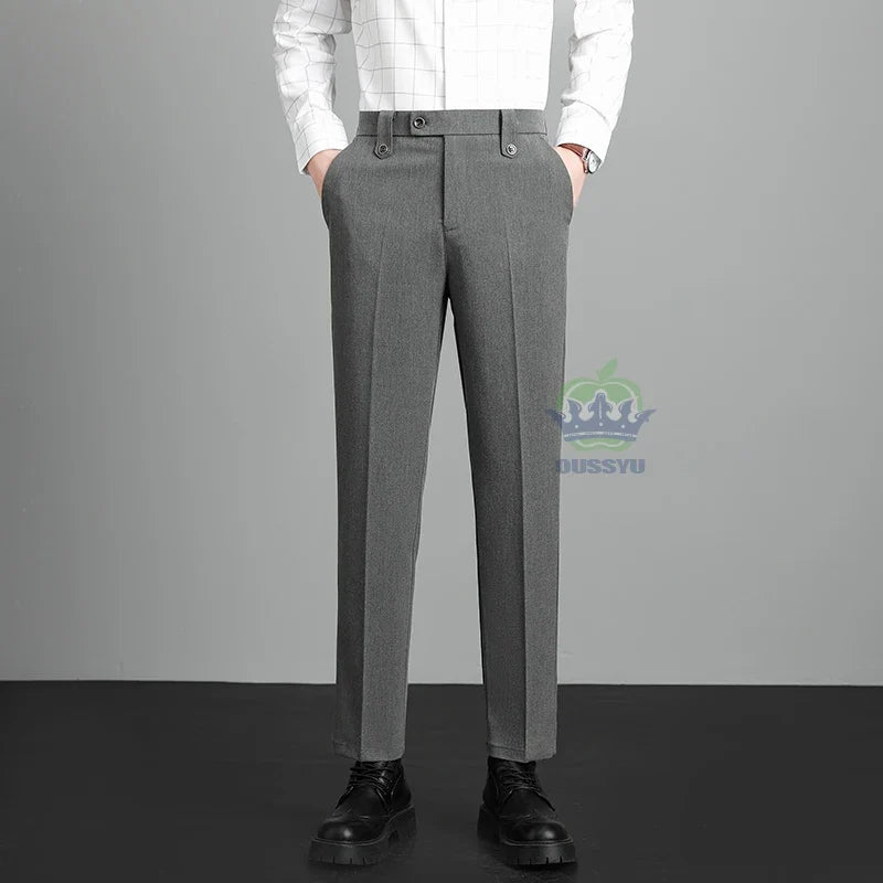 Herren Hose Beige Business-Stil Schmal Geschnitten