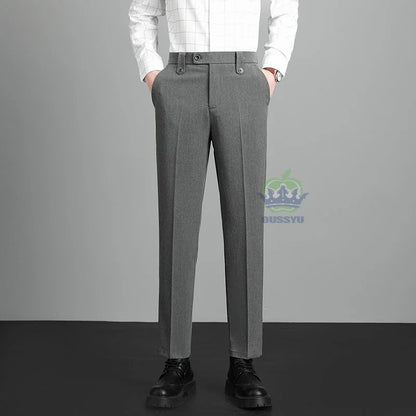 Herren Hose Beige Business-Stil Schmal Geschnitten