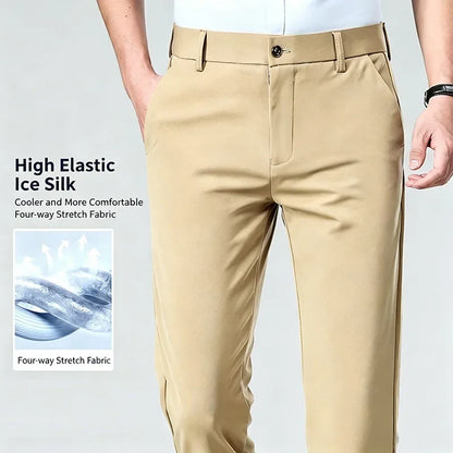 Herren Business Hose Schwarz Gerader Schnitt Elegant