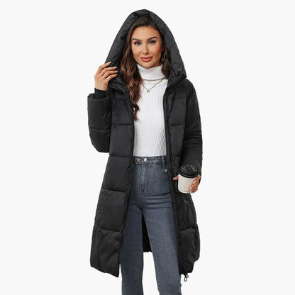 Damen Winter Steppmantel mit Kapuze – Modischer langer Puffer für Alltag & Freizeit