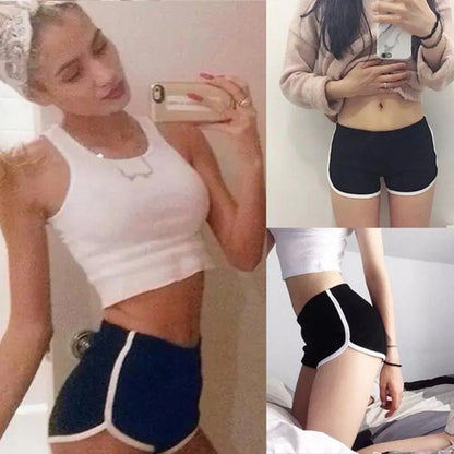 Damen Sportshorts Kurzhose mit elastischem Bund & Kontraststreifen