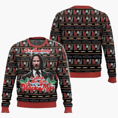 Herren Ugly Christmas Sweater John Wickmas Pullover – Lustiger Weihnachts-Pulli für Fans
