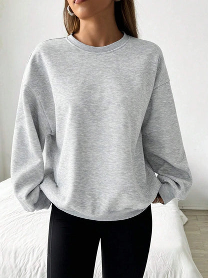 Unisex Basic Rundhals Sweatshirt Langarmshirt Grau