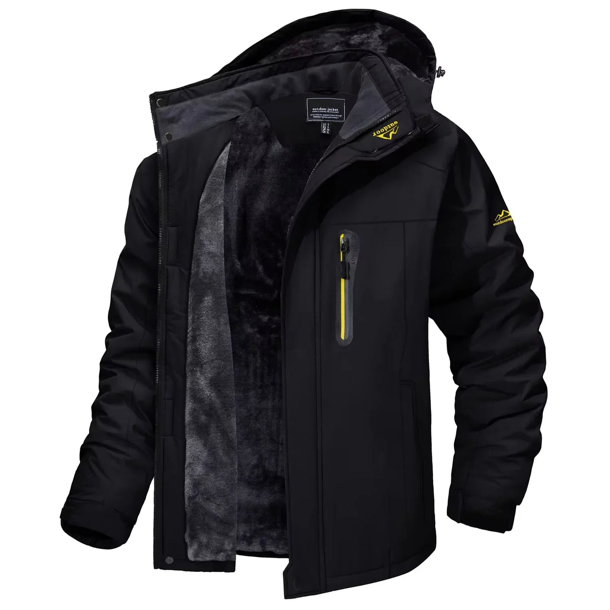 Herren Winterjacke mit Kapuze Gefütterte Outdoor-Jacke Wasserabweisend Warm