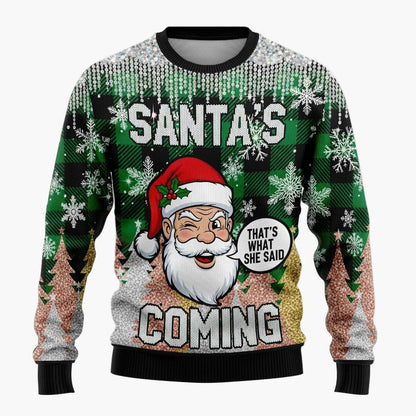 Herren Lustiger Weihnachts-Pullover mit frechem Santa-Motiv – Perfekt für Ugly Christmas Sweater Partys