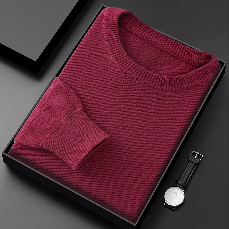 Herren Rundhals Pullover Strickpullover Langarm Feinstrick