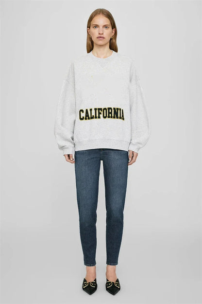 Damen Oversize Sweatshirt Rundhals Grau mit „PARIS“-Schriftzug