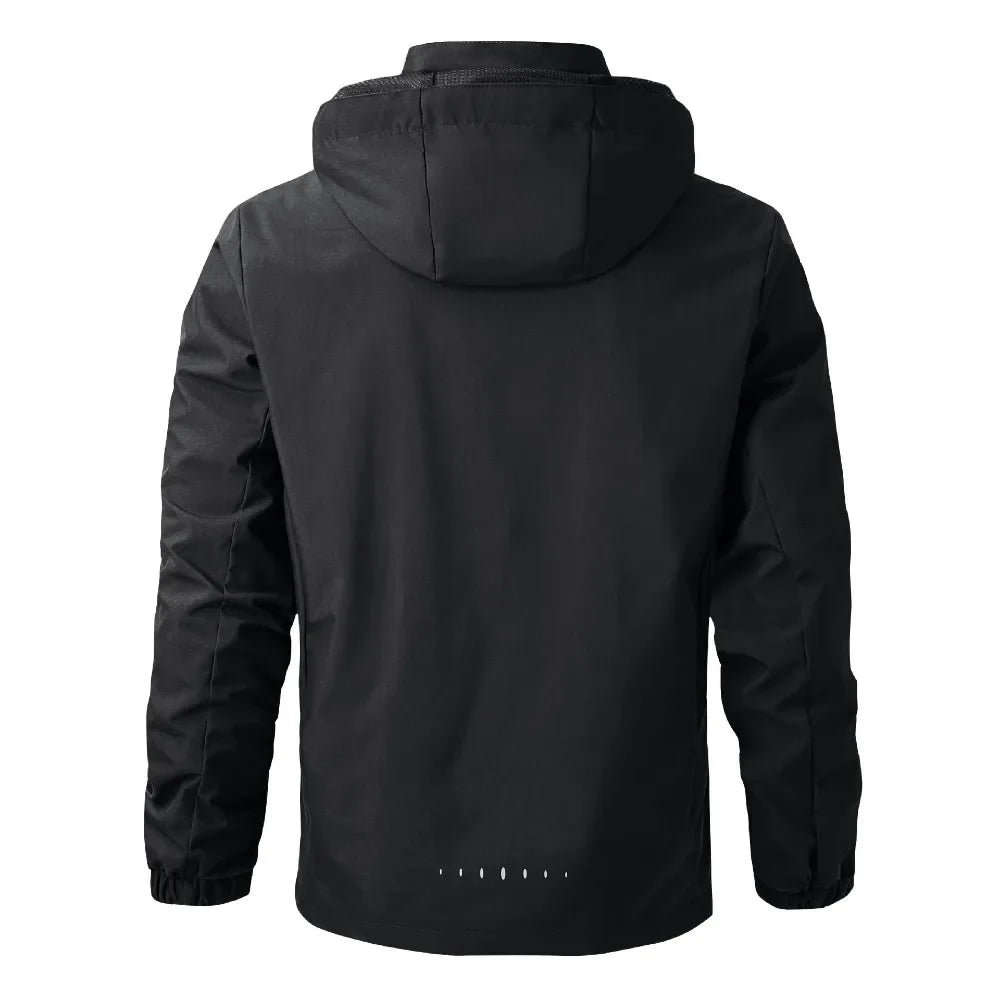 Herren Outdoor Jacke mit Kapuze & Reißverschluss – Schwarz