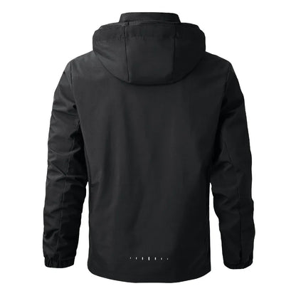 Herren Outdoor Jacke mit Kapuze & Reißverschluss – Schwarz