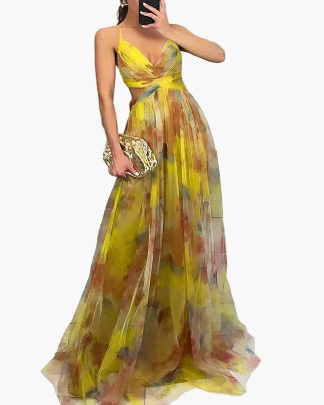 Damen Maxikleid Elegant Blumenmuster Sommer Festlich Abendmode