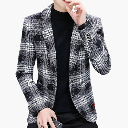 Herren Kariertes Sakko Modern Business Freizeit Eleganter Blazer