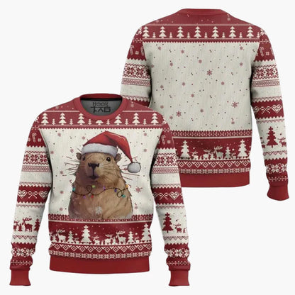Herren Weihnachts-Sweatshirt mit Capybara-Motiv – Lustiger Ugly Christmas Pullover für festliche Anlässe