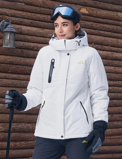 Damen Winterjacke Outdoor Jacke mit Kapuze und Reißverschlüssen