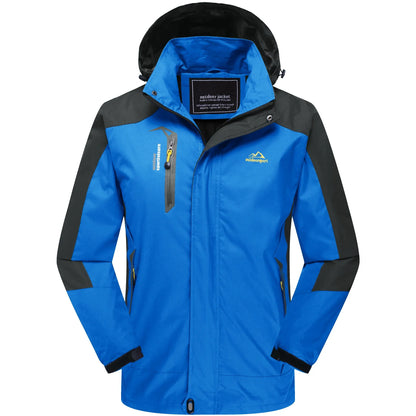 Outdoor Jacke Herren Wasserdicht Atmungsaktiv mit Kapuze und Reißverschlusstaschen